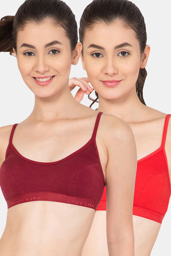 Buy Lady Lyka Cotton Sports Bra(Pack of 2) - Multicolor